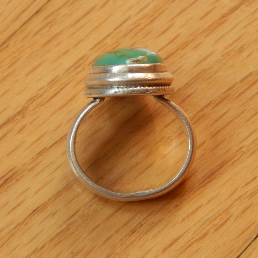 Vintage Taxco Mexico Sterling Turquoise Ring 6.5 - Picture 7 of 8